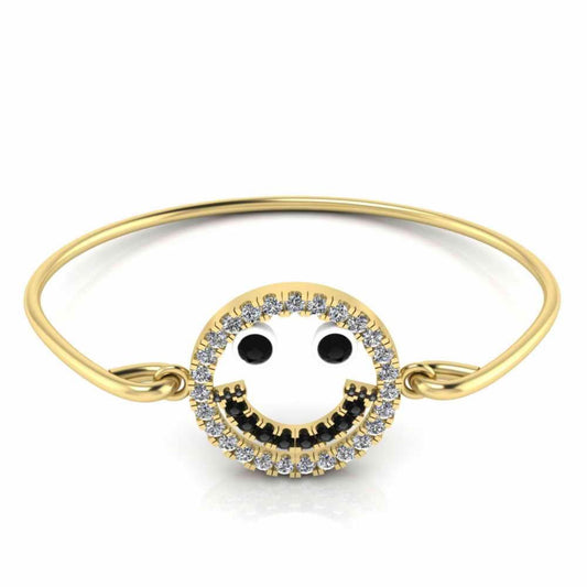 JBR Jeweler Silver Bracelets 5 / Silver Yellow Gold Plated Smiley Face Delicate Sterling Silver Bangle Bracelets