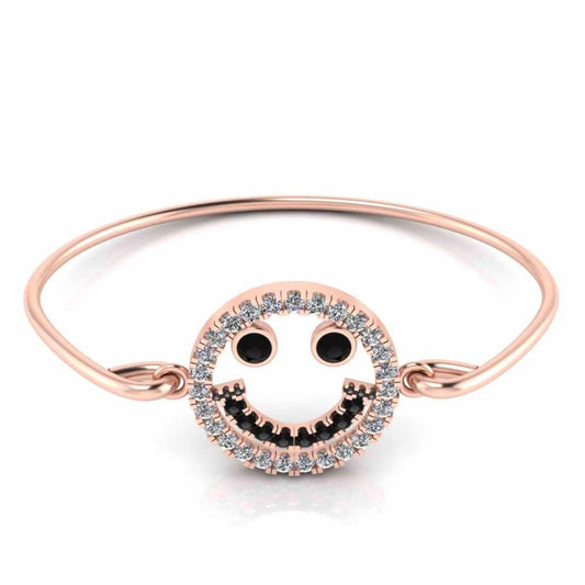 JBR Jeweler Silver Bracelets 5 / Silver Rose Gold Plated Smiley Face Delicate Sterling Silver Bangle Bracelets