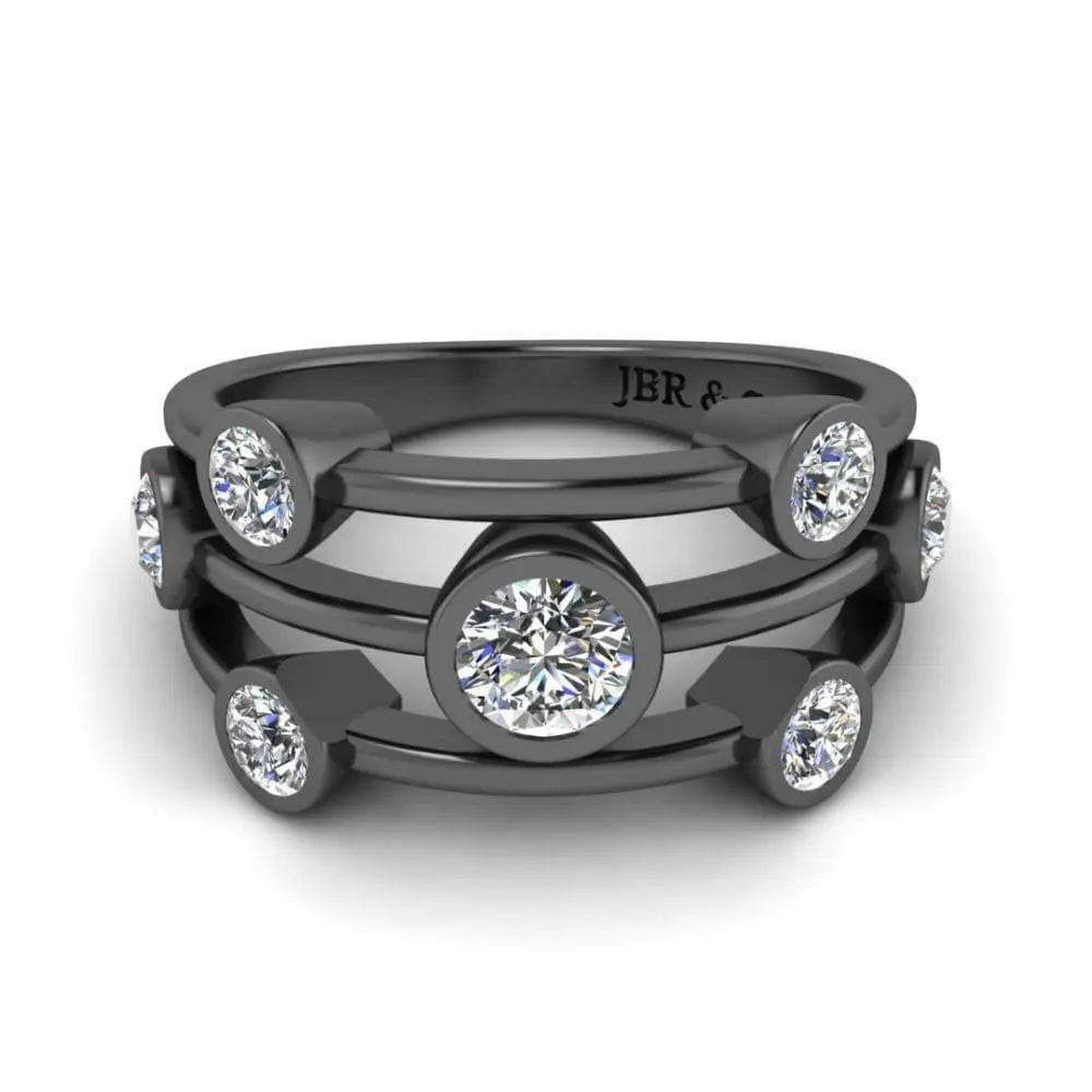 Split Shank Round Cut Sterling Silver Women's Band - JBR Jeweler