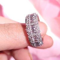 Square Moissanite Diamond Iced Out Ring,Statement Hip Hop Diamond Bling Band - JBR Jeweler