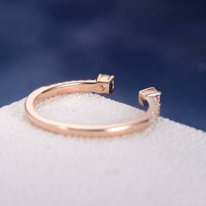 Stackable Rose Gold Open Eternity Wedding Moissanite Band For Women - JBR Jeweler