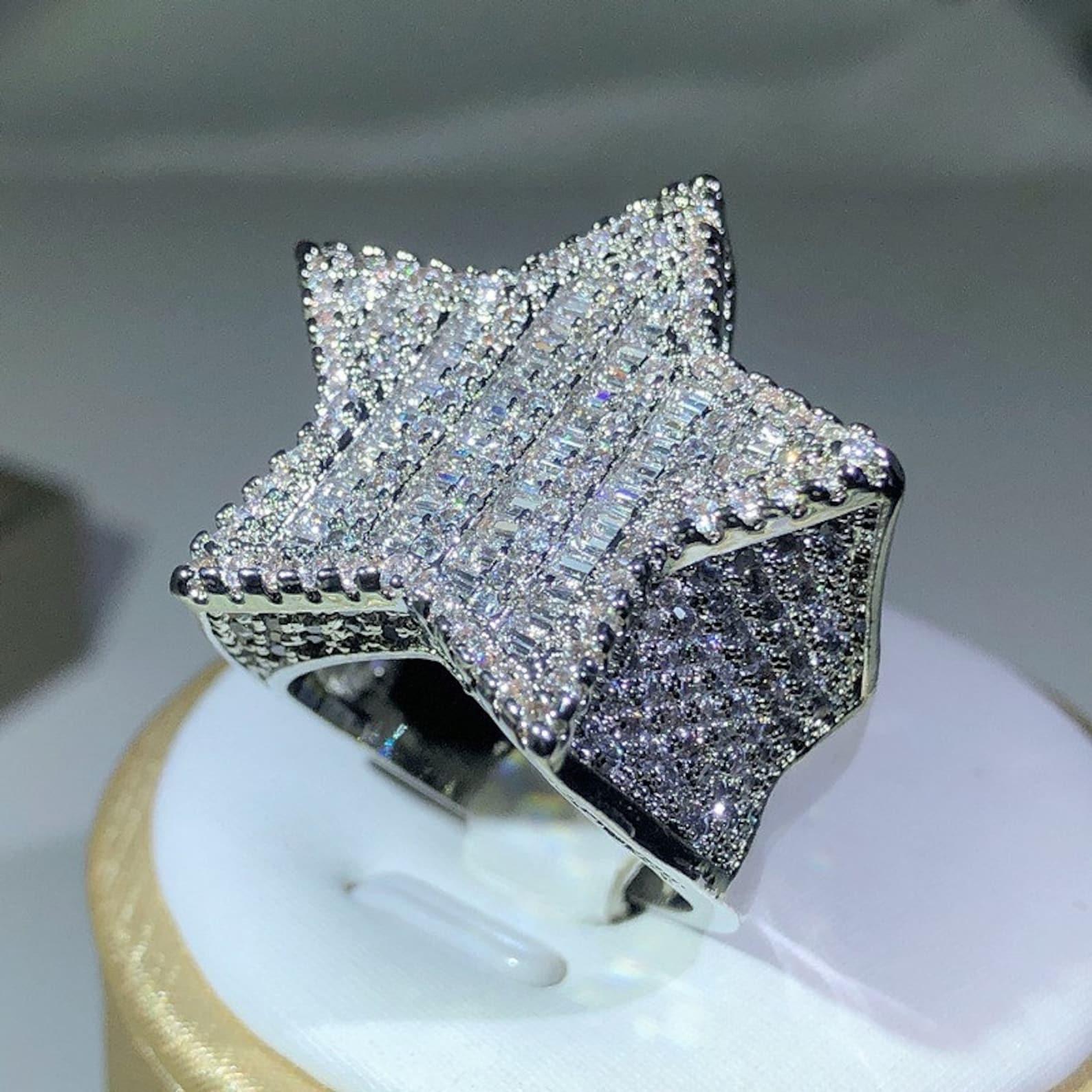 Star shaped Moissanite diamond rapper stylish hip hop men's & Women Unisex Ring - JBR Jeweler