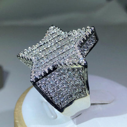 Star shaped Moissanite diamond rapper stylish hip hop men's & Women Unisex Ring - JBR Jeweler