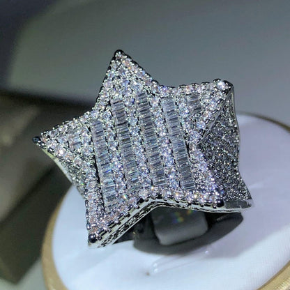 Star shaped Moissanite diamond rapper stylish hip hop men's & Women Unisex Ring - JBR Jeweler