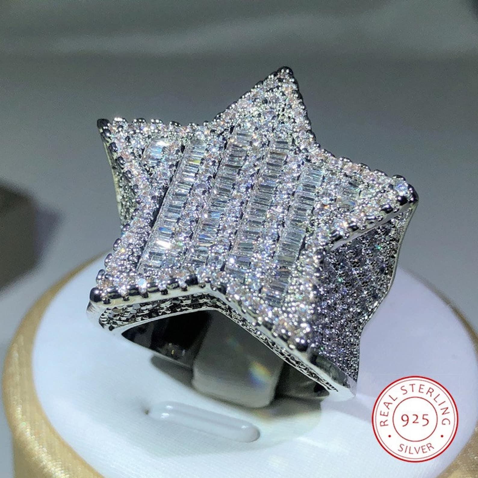 Star shaped Moissanite diamond rapper stylish hip hop men's & Women Unisex Ring - JBR Jeweler