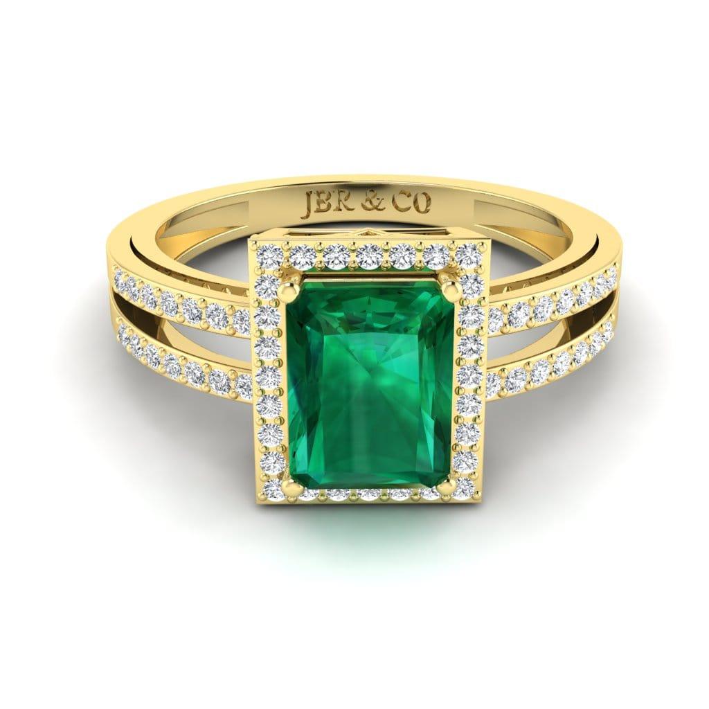 Sterling JBR Halo Emerald Gemstone Silver BirthStone Ring - JBR Jeweler