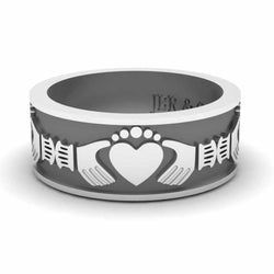 Sterling Silver Embossed Wide Claddagh Band - JBR Jeweler