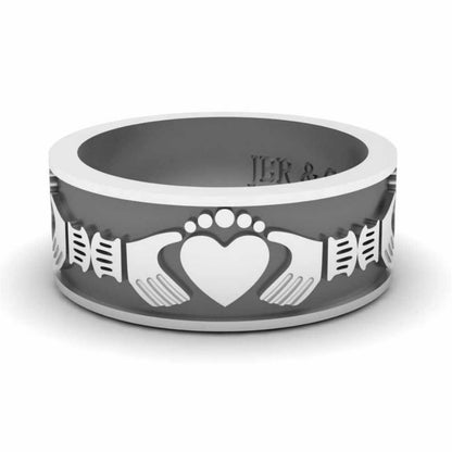 Sterling Silver Embossed Wide Claddagh Band - JBR Jeweler