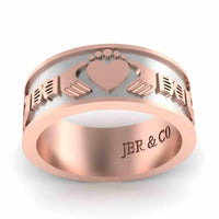 Sterling Silver Embossed Wide Claddagh Band - JBR Jeweler