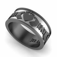 Sterling Silver Embossed Wide Claddagh Band - JBR Jeweler