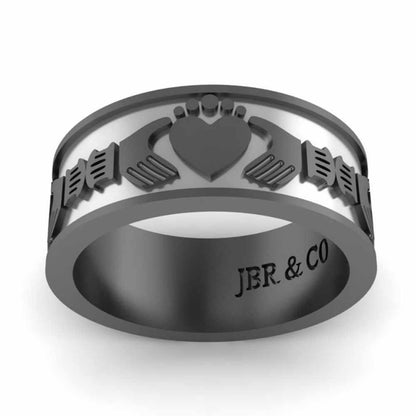 Sterling Silver Embossed Wide Claddagh Band - JBR Jeweler