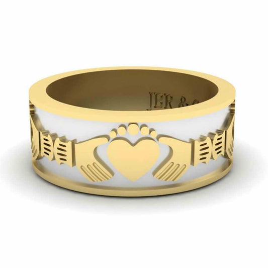 Sterling Silver Embossed Wide Claddagh Band - JBR Jeweler