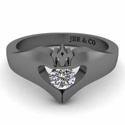 Sterling Silver Simulants Ladies Modern Claddagh Ring - JBR Jeweler