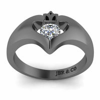 Sterling Silver Simulants Ladies Modern Claddagh Ring - JBR Jeweler