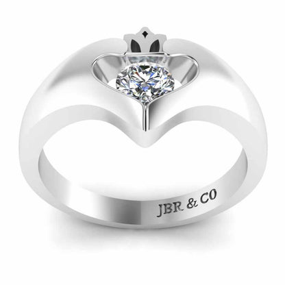 Sterling Silver Simulants Ladies Modern Claddagh Ring - JBR Jeweler