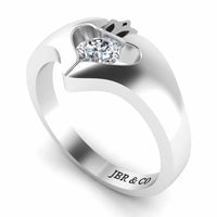 Sterling Silver Simulants Ladies Modern Claddagh Ring - JBR Jeweler