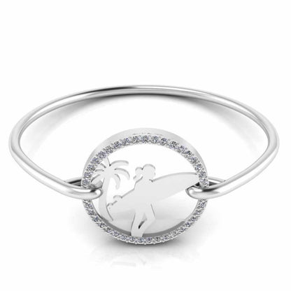 Surfboard Beach Style Sterling Silver Bangle Bracelets - JBR Jeweler