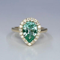 Teal Paraiba Tourmaline 14K White Gold Pear Shaped Halo Ring - JBR Jeweler