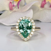 Teal Paraiba Tourmaline 14K White Gold Pear Shaped Halo Ring - JBR Jeweler