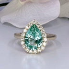 Teal Paraiba Tourmaline 14K White Gold Pear Shaped Halo Ring - JBR Jeweler