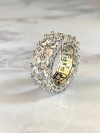 Tennis Band Ice out Silver 5X layered Designer Moissanite Diamond Ring band - JBR Jeweler