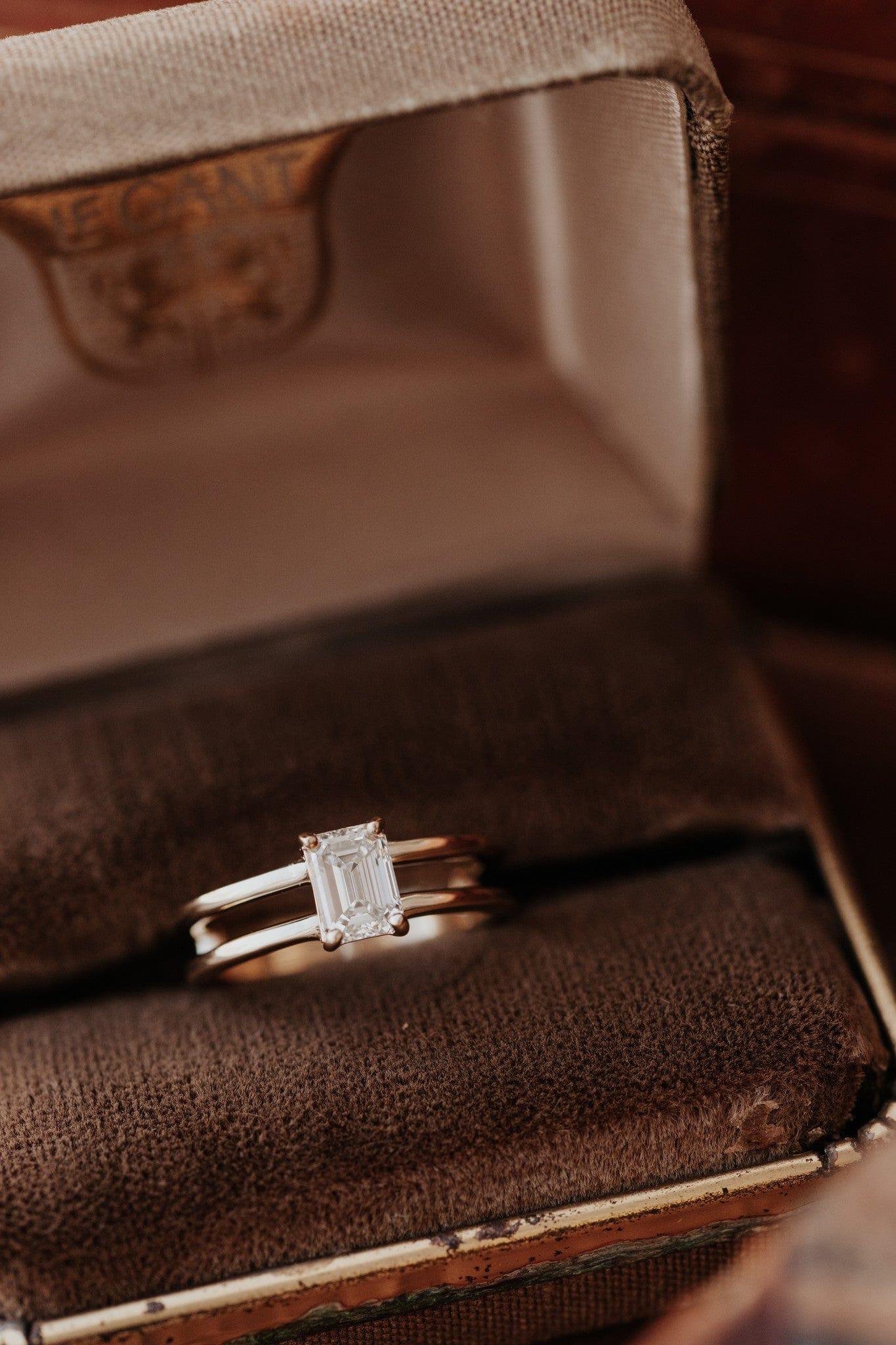 The Amanda Emerald Cut Double Band Solitaire - JBR Jeweler