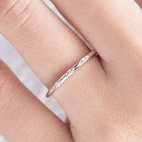 Thin White Gold Mini Moissanite Diamond Stackable Wedding Band For Gift - JBR Jeweler