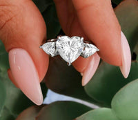 Three Stone Heart Cut Lab-Grown Diamond Engagement Ring - JBR Jeweler