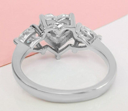 Three Stone Heart Cut Lab-Grown Diamond Engagement Ring - JBR Jeweler