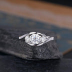 Three Stone Round Cut White Gold Wedding Anniversary Moissanite Engagement Ring - JBR Jeweler