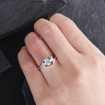 Three Stone Round Cut White Gold Wedding Anniversary Moissanite Engagement Ring - JBR Jeweler