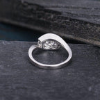 Three Stone Round Cut White Gold Wedding Anniversary Moissanite Engagement Ring - JBR Jeweler