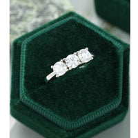 Three Stone White Gold Delicate Wedding Moissanite Engagement Ring - JBR Jeweler