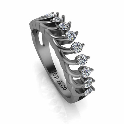 Tiara Crown Style Wedding Sterling Silver Ring - JBR Jeweler