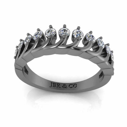 Tiara Crown Style Wedding Sterling Silver Ring - JBR Jeweler