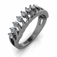 Tiara Crown Style Wedding Sterling Silver Ring - JBR Jeweler