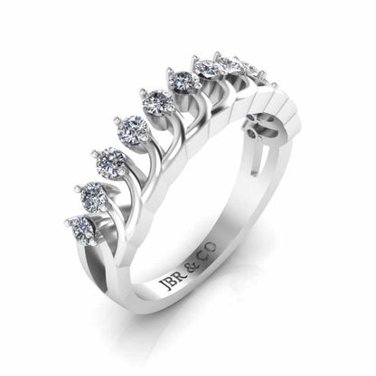 Tiara Crown Style Wedding Sterling Silver Ring - JBR Jeweler