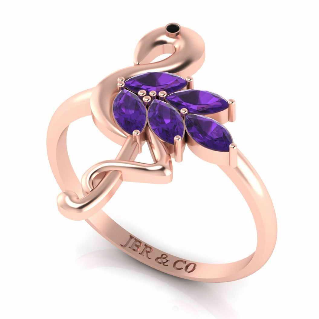 Tropical Flamingo Bird Sterling Silver Dainty Ring - JBR Jeweler