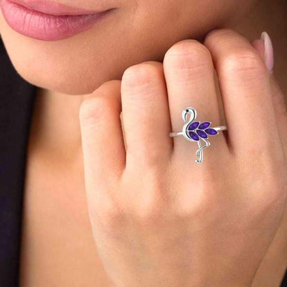 Tropical Flamingo Bird Sterling Silver Dainty Ring - JBR Jeweler