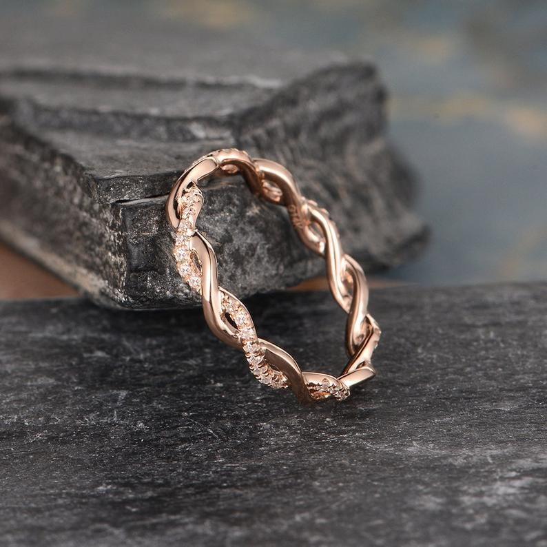Twist Full Eternity Band Rose Gold Infinity Matching Stacking Wedding Band For Women - JBR Jeweler