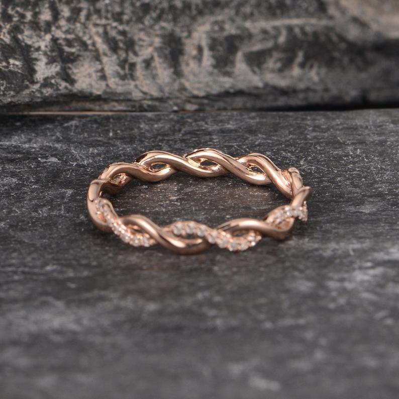 Twist Full Eternity Band Rose Gold Infinity Matching Stacking Wedding Band For Women - JBR Jeweler