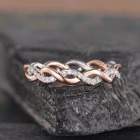 Twist Full Eternity Yellow Gold And White Gold Women Infinity Moissanite Wedding Band - JBR Jeweler