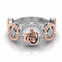 Twisted Rope Style Two Tone Rose Sterling Silver Ring - JBR Jeweler