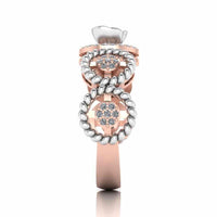 Twisted Rope Style Two Tone Rose Sterling Silver Ring - JBR Jeweler