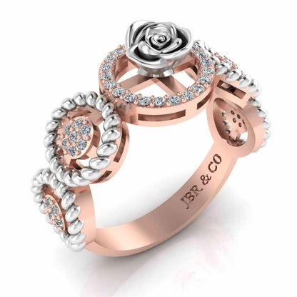 Twisted Rope Style Two Tone Rose Sterling Silver Ring - JBR Jeweler