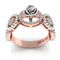 Twisted Rope Style Two Tone Rose Sterling Silver Ring - JBR Jeweler