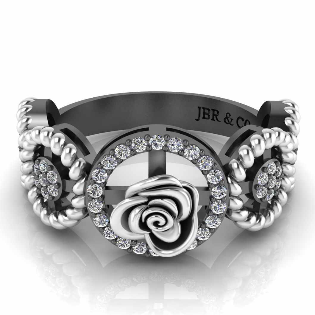 Twisted Rope Style Two Tone Rose Sterling Silver Ring - JBR Jeweler