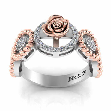 Twisted Rope Style Two Tone Rose Sterling Silver Ring - JBR Jeweler