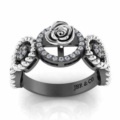 Twisted Rope Style Two Tone Rose Sterling Silver Ring - JBR Jeweler