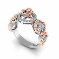 Twisted Rope Style Two Tone Rose Sterling Silver Ring - JBR Jeweler